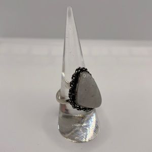 Moonstone crystal chain design metaphysical mineral ring 925 sterling silver